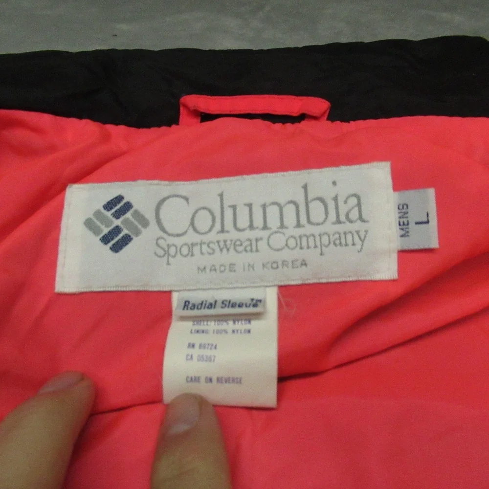Columbia Ski Jacket Mens Large Black Whirlibird Radial Sleeve Full‎ Zip 90s VTG
